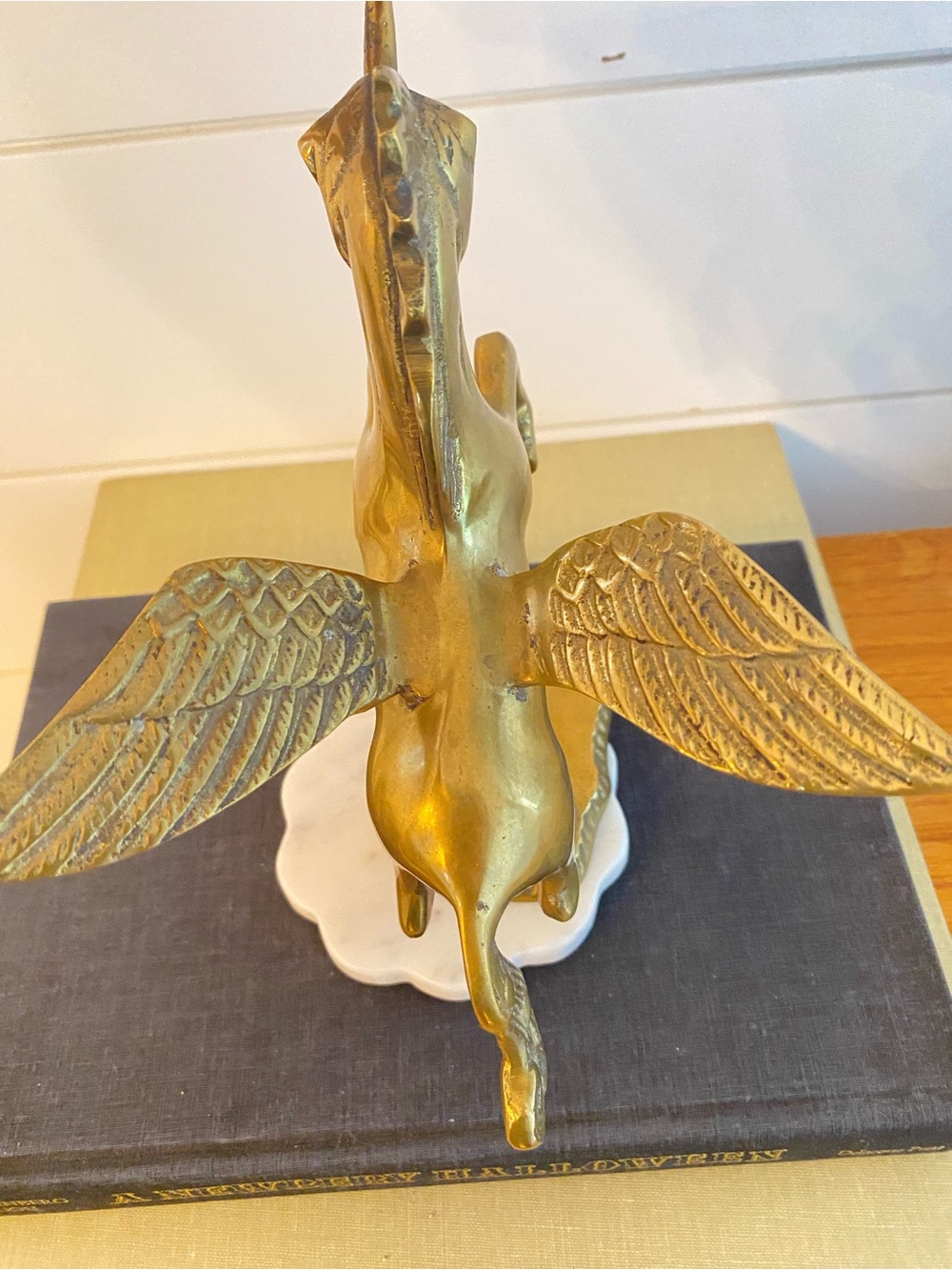 Vintage Solid Brass Winged Unicorn Pegasus Pegacorn Ethereal Mythical Creature - Picture 7 of 13